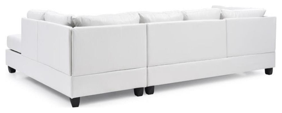 Glory Furniture Malone Faux Leather Sectional in White