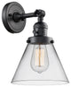 Large Cone 1-Light Sconce, Matte Black, Glass: Clear