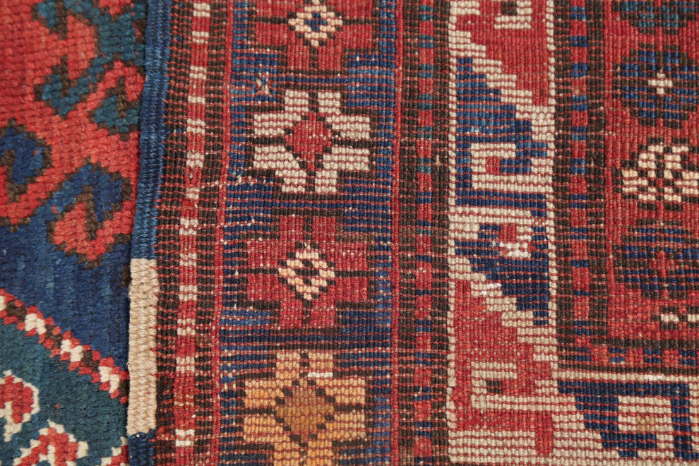 Consigned, Hand-Knotted Antique Oriental Traditional Russian Area Rug, Blue, 4x7