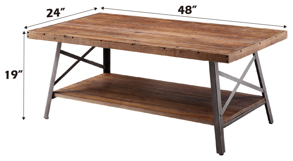 ACMEC Ikram Coffee Table, Weathered Oak and Sandy Black