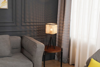 Vidalite Gal Rattan and Velvet Table Lamp