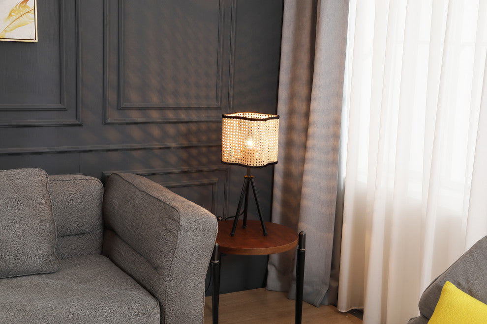 Vidalite Gal Rattan and Velvet Table Lamp