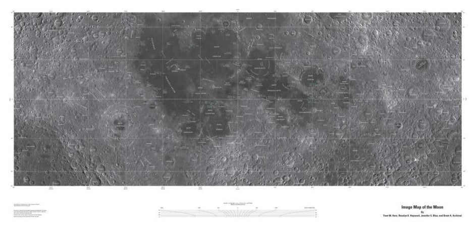 "Map of the Moon, Projection" Print by United States Geological Survey, 38"x20"