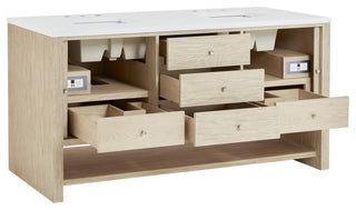 Marigot Single 72" Double Vanity, Oak, 1-Hole 3 CM White Zeus Top, Backsplash