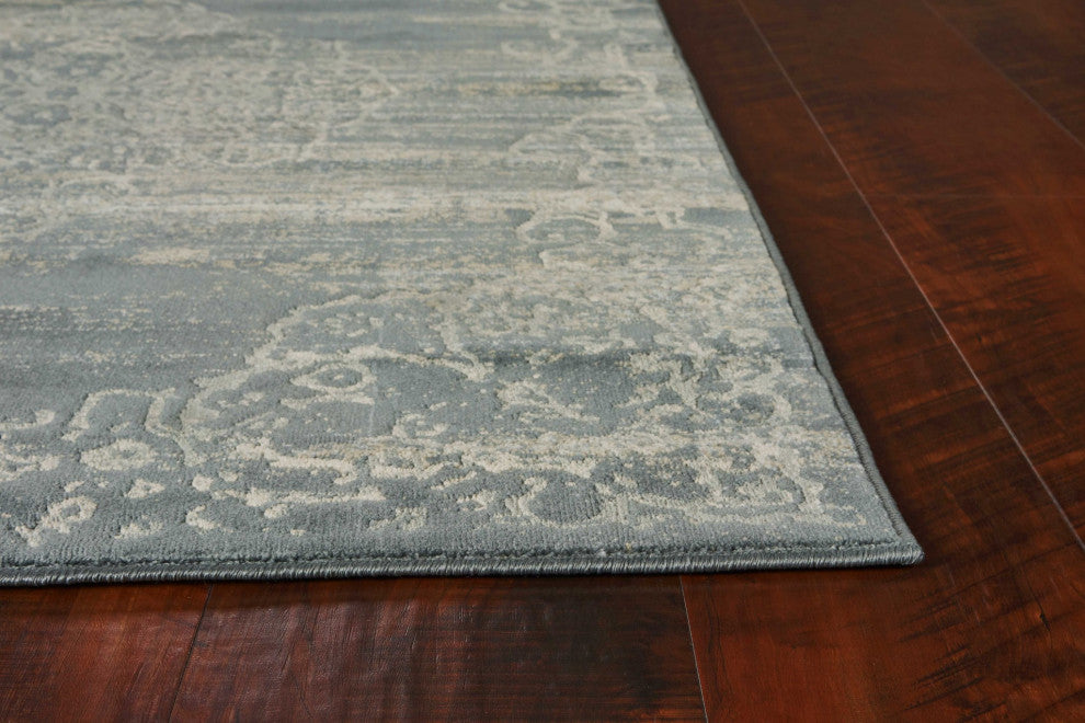 HomeRoots 8'x11' Slate Blue Machine Woven Distressed Traditional Indoor Area Rug