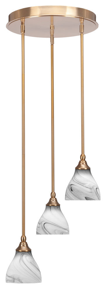 Empire 3-Light Cluster Pendalier, New Age Brass/Onyx Swirl