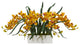 Cymbidium Artificial Arrangement, White Vase, Yellow