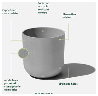 Pure Series Kona Planter, Grey, 10 Inches, 1 Pack