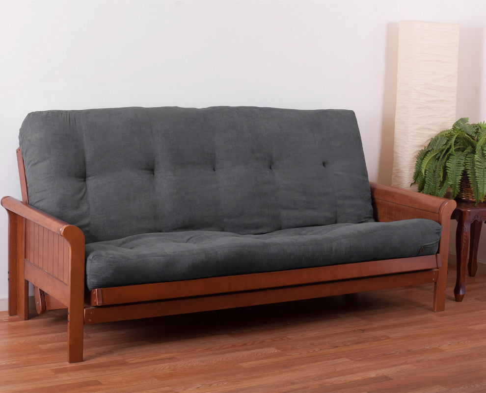 Blazing Needles Vitality 7" Microsuede Full Futon Mattress, Steel Grey