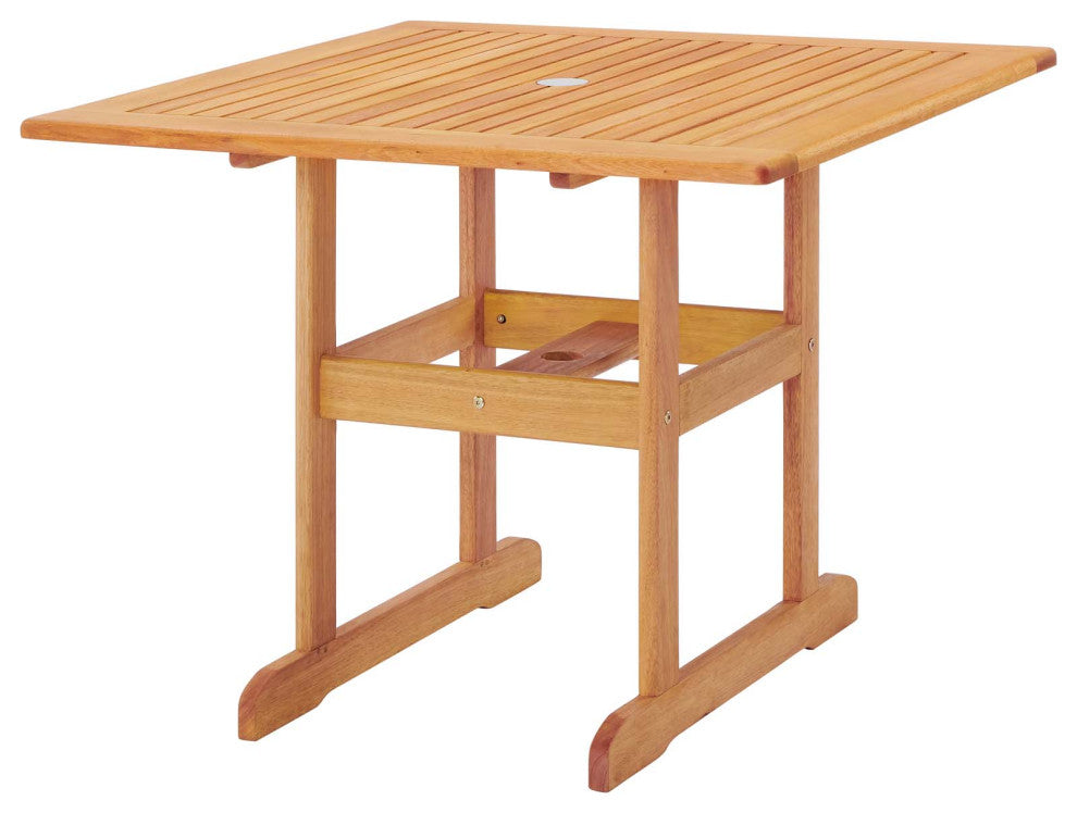 Lounge Dining Table, Square, Wood, Brown Brown Natural, Modern, Outdoor Patio