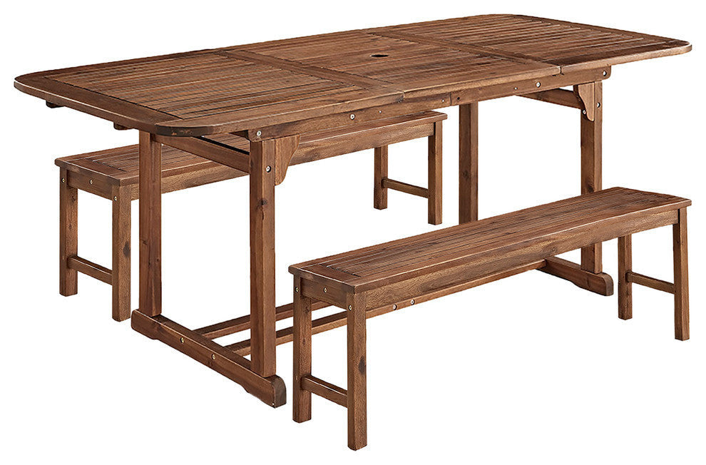 3-Piece Dark Brown Acacia Patio Dining Set