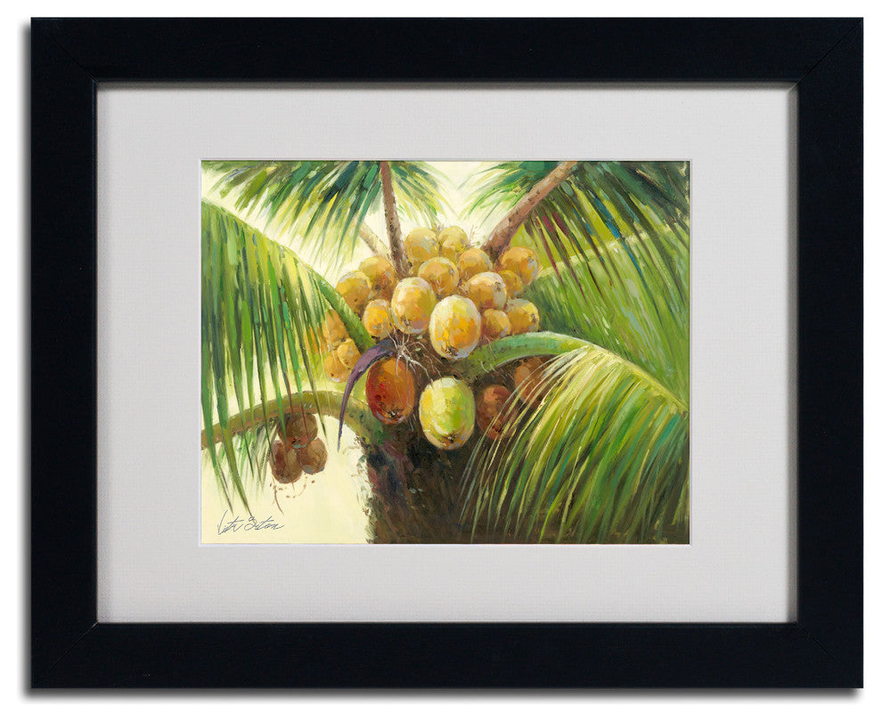 'Coconut Palm II' Matted Framed Canvas Art by Victor Giton