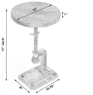 Ellis Adjustable Pedastal Side table, Black