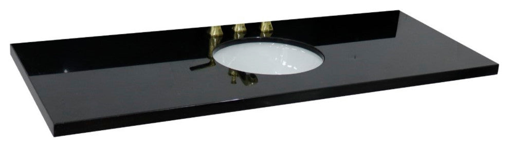 61" Black Galaxy Countertop and Single Oval Sink