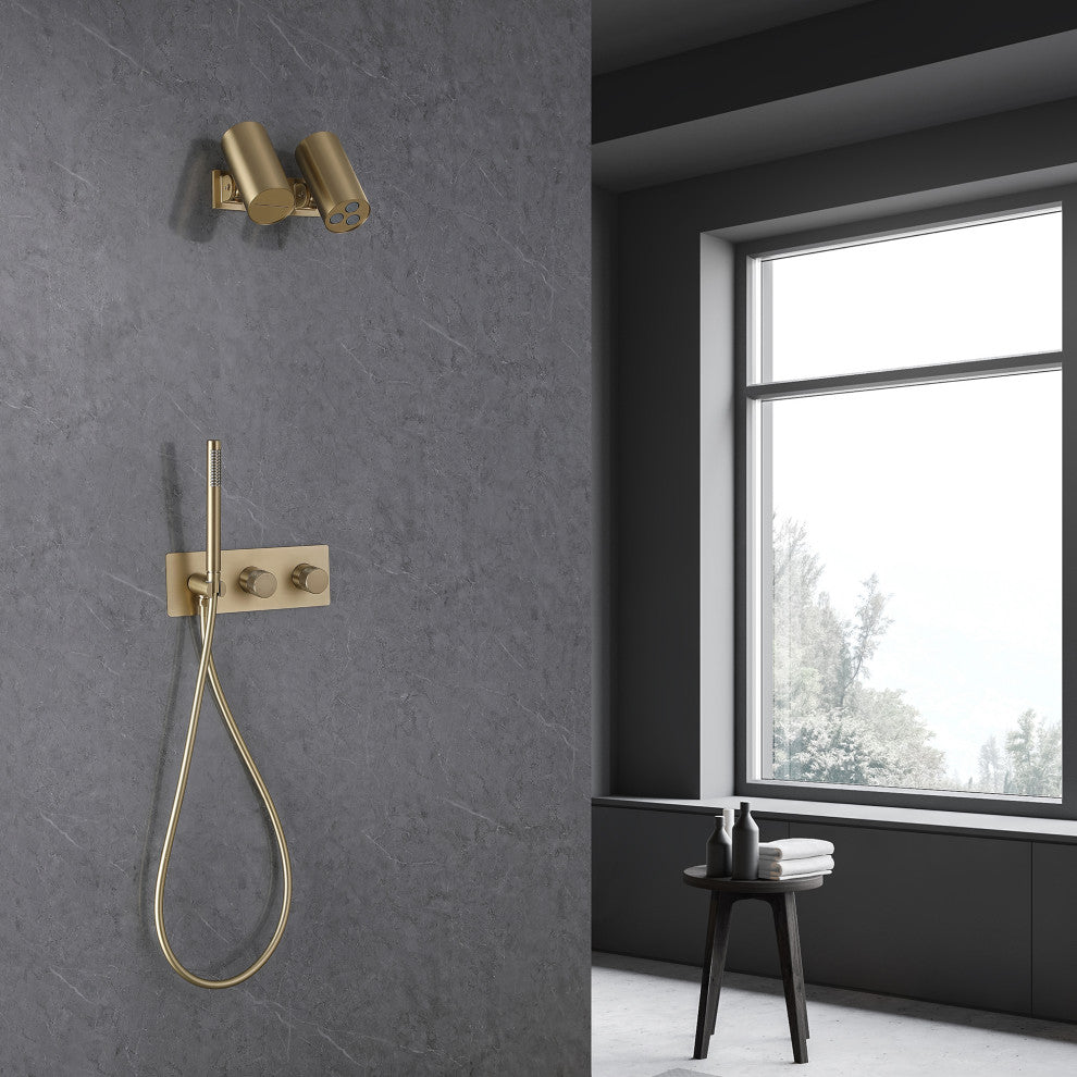 Unique Shower System With Handheld Shower, Brushed Gold