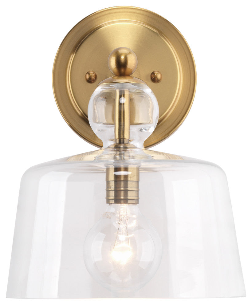 Hudson Glass Wall Sconce, Brass