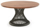 Modern Twisted Spoke Hardwood Dining Table- Black Base, Black Walnut, 66x66x31
