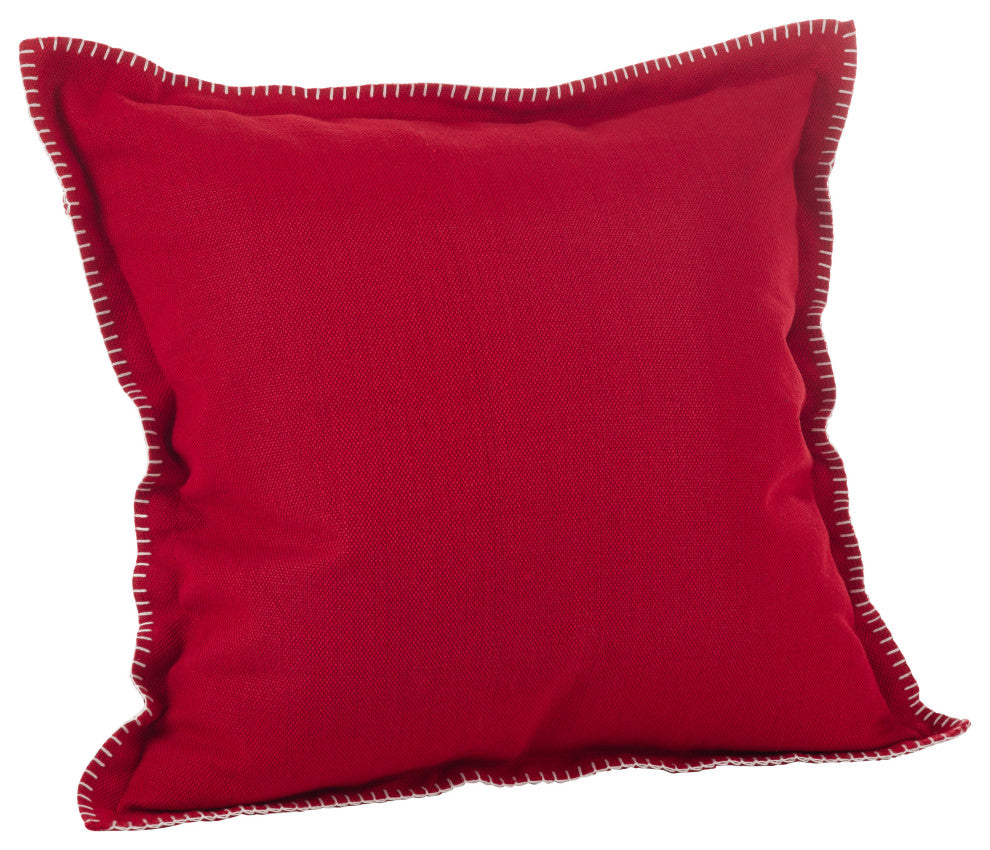 Celena Collection Whip Stitched Flange Design Throw Pillow, Red, 20", Down Filled