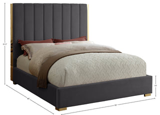 Becca Velvet Upholstered Bed, Gray, King