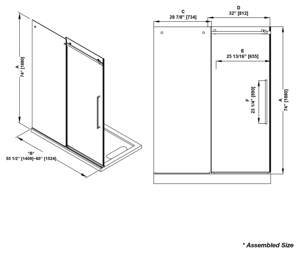 Selby Frameless Sliding Clear Alcove Shower Door, Satin Nickel, 60"