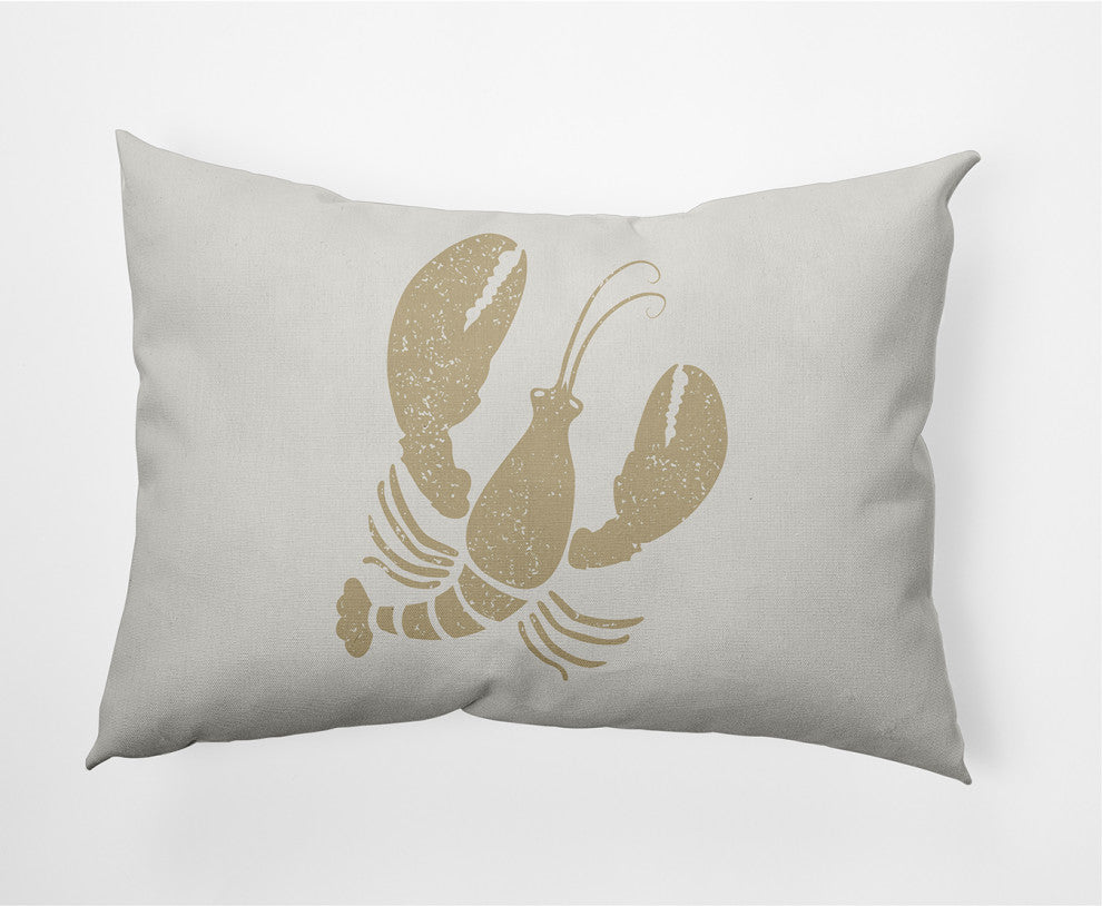 14x20" Lobster Nautical Decorative Indoor Pillow, White