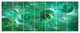 Green Fractal Glass Texture, Abstract Canvas Art Print, 83"x32", 7 Panels