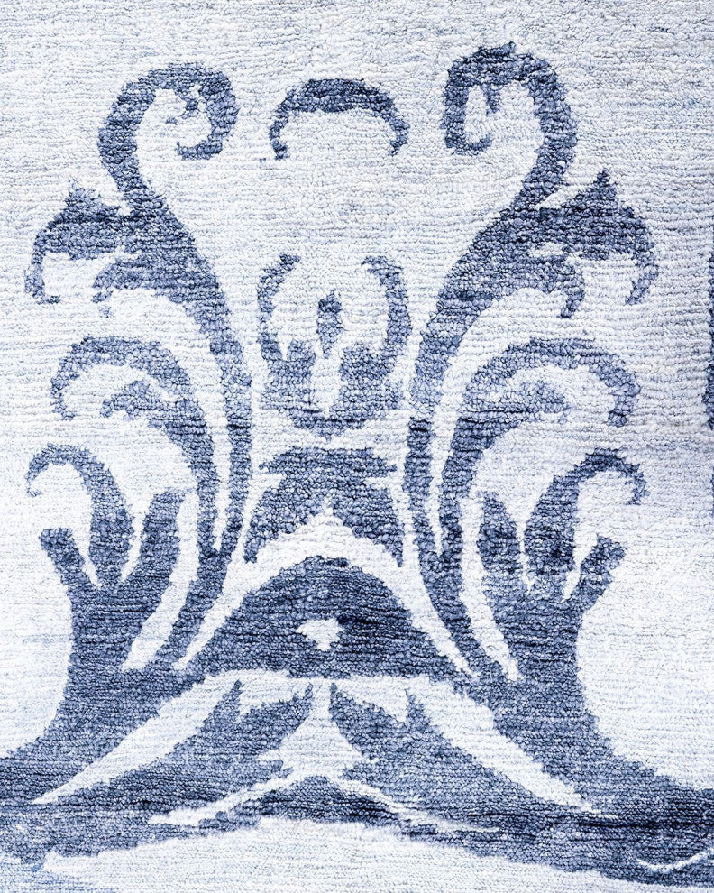 Modern, One-of-a-Kind Hand-Knotted Area Rug - Blue, 9' 1" x 11' 10"