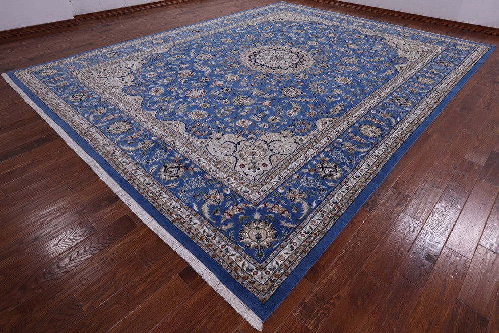 Persian Nain Wool and Silk Handmade Rug 11' 9" X 15' 3" Q6133