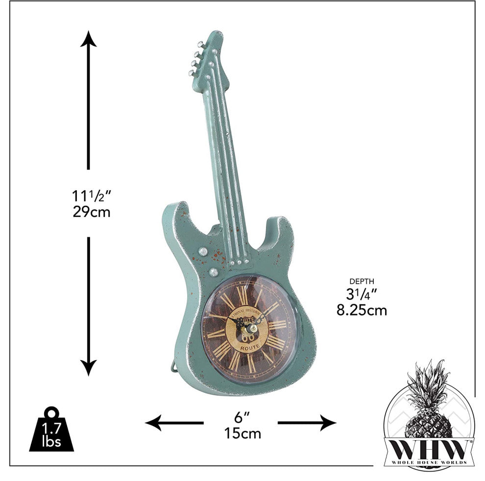 Retro Guitar Table Clock, 13.5 Inches