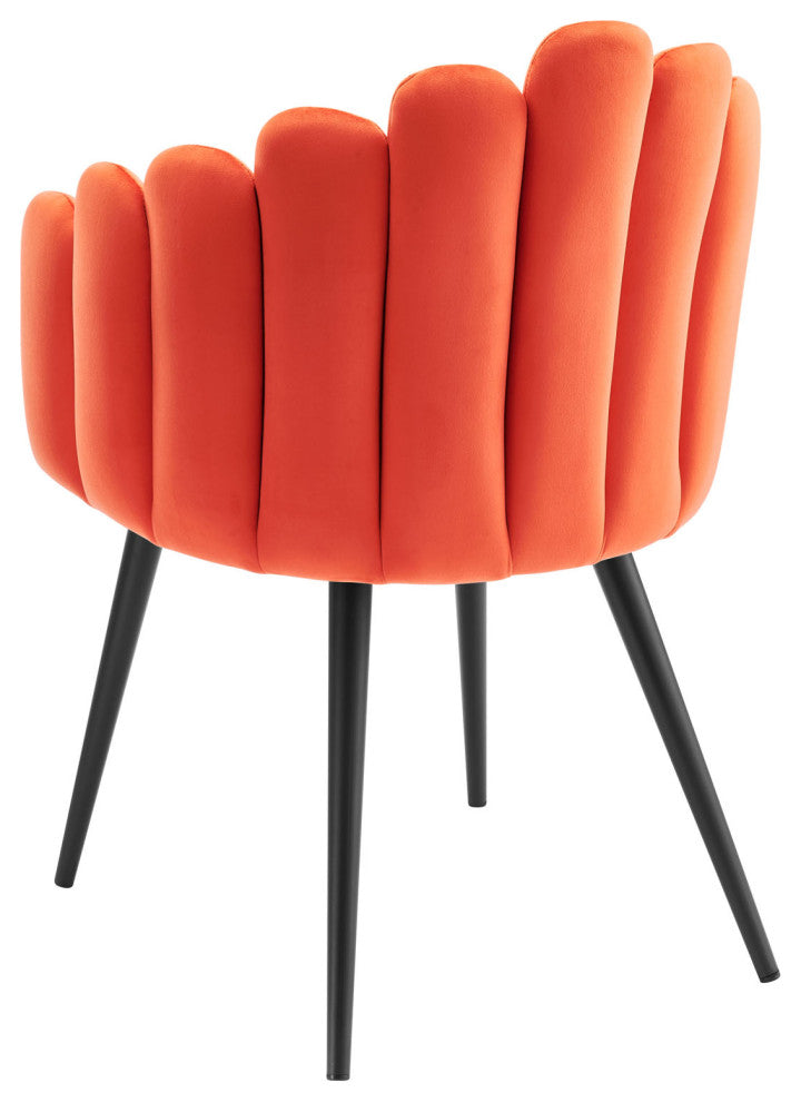 Dining Chair, Set of 2, Orange Black, Velvet, Modern, Cafe Bistro Hospitality