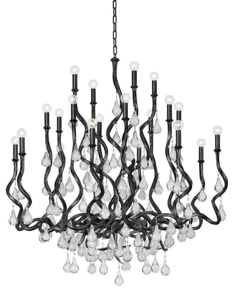 Corbett Lighting 414-48 Aveline 20 Light 48"W Crystal Candle - Black Silver