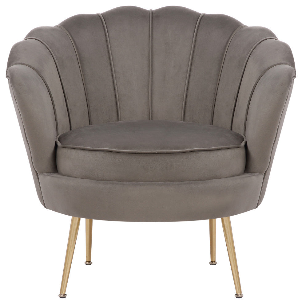 Home Beyond Mid Century Velvet Accent Chair Upholstered Leisure Arm Chair, Gray