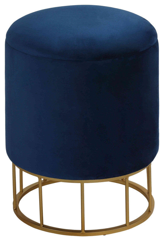 Cortesi Home Celestyn Round Storage Ottoman, Navy