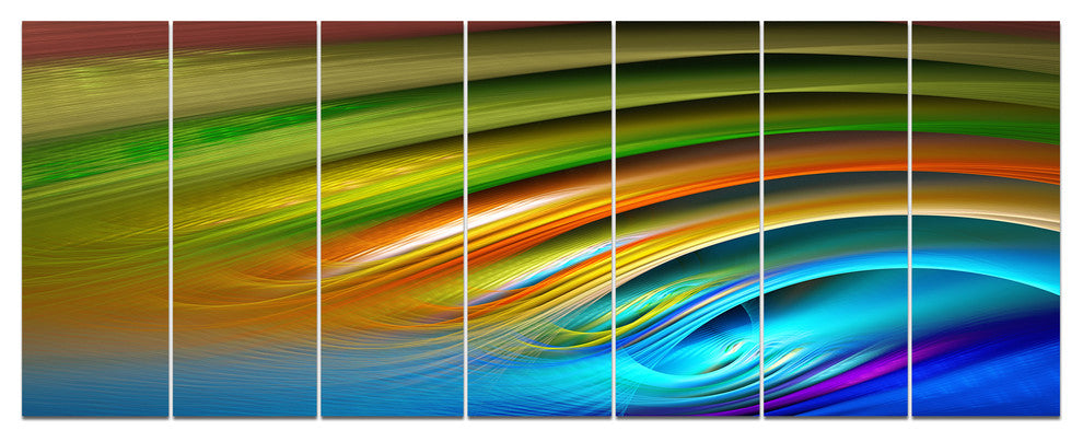 Colorful Fractal Water Ripples, Abstract Canvas Art Print, 83"x32", 7 Panels