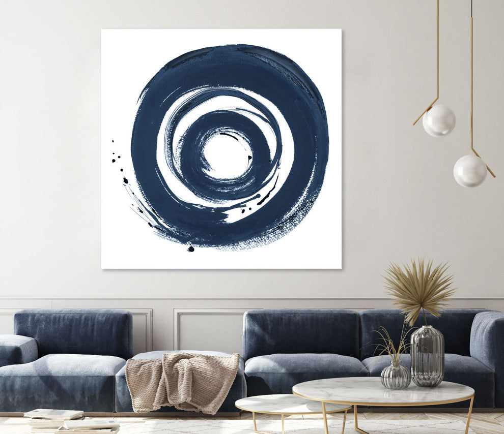 African Navy Circle Abstract - 84 x 84 by Patricia Pinto