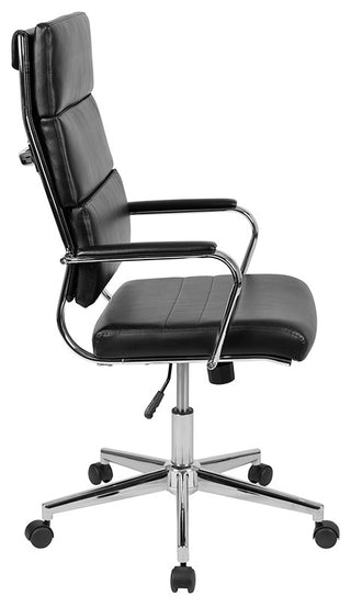 High Back LeatherSoft Contemporary Panel Executive Swivel Office Chair, Black