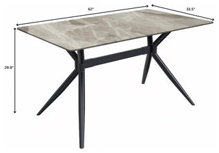 Black Carbon Steel Dining Table 62 With Deep Grey Sintered Stone Top