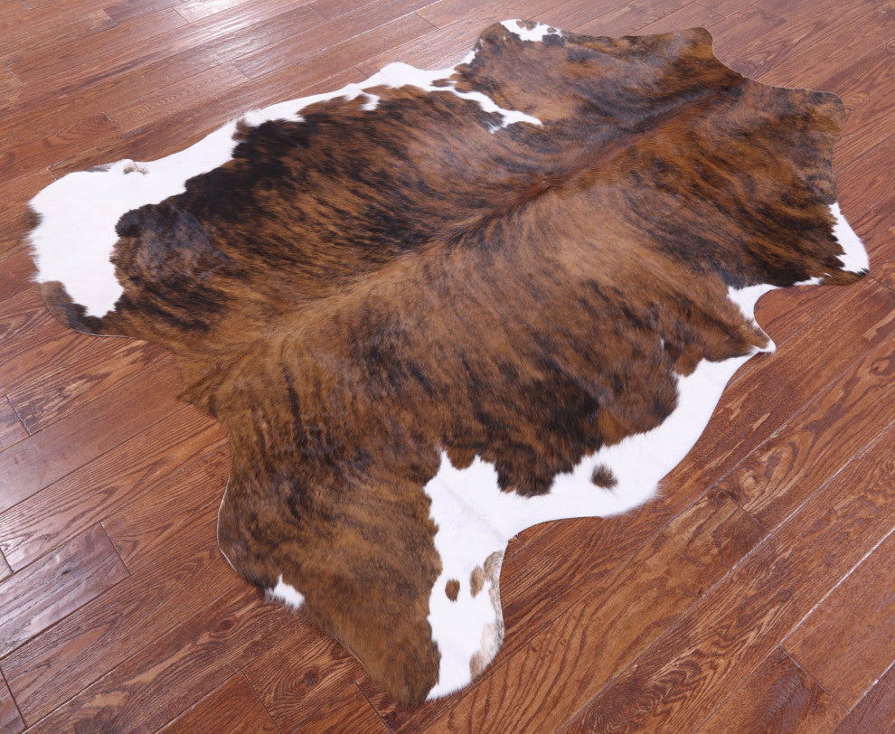 6' 6" X 5' 2" Brindle Natural Cowhide Rug C1803