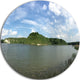 Wide Lake Trees Sky Landscape, Landscape Round Wall Art, 11"