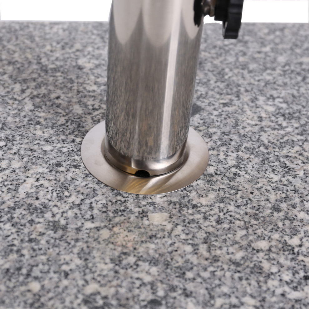 Howard Outdoor Square Granite Umbrella Holder, Gray and Silver