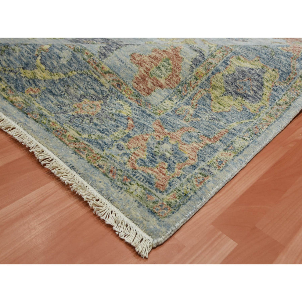 Gray Wool Hand Knotted Oushak Salt and Pepper Design Oriental Rug, 8'0"x10'0"