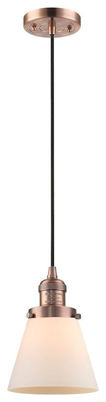Innovations 1 Light Small Cone Mini Pendant in Antique Copper, 201C-AC-G61