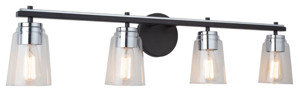 Essex - Bathroom Vanity - Black/Chrome - 4-Light