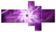 Rotating Bright Purple Fireworks, Floral Canvas Art Print, 60"x32", 5 panels