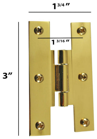 1/4" Offset Solid Brass Cabinet H Hinge 3" x 1.75"  Exclusive Offset