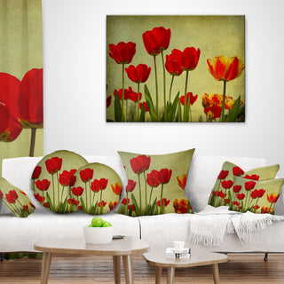 Grunge Flowers Background Floral Throw Pillow, 18"x18"