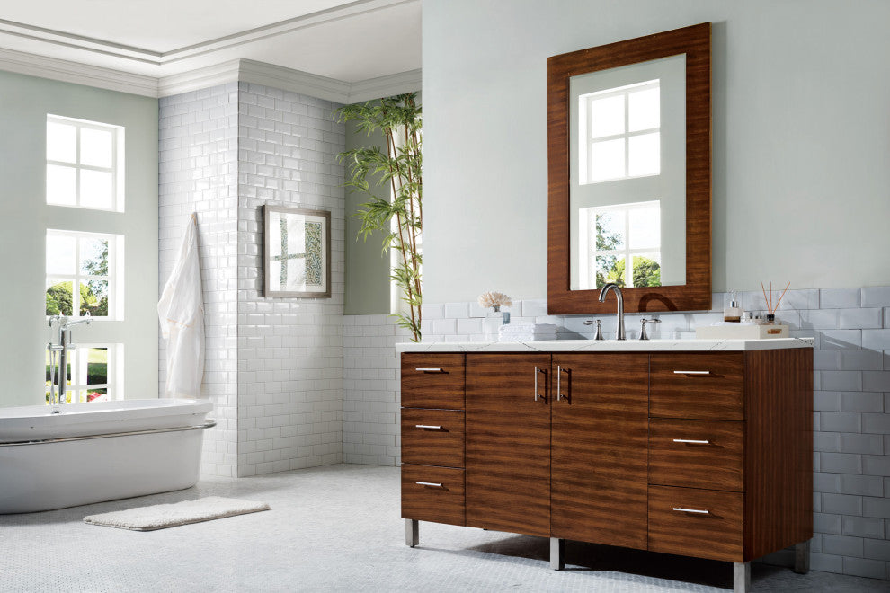 James Martin 850-V60S-AWT-3ENC 60" Single Vanity American Walnut Quartz Top
