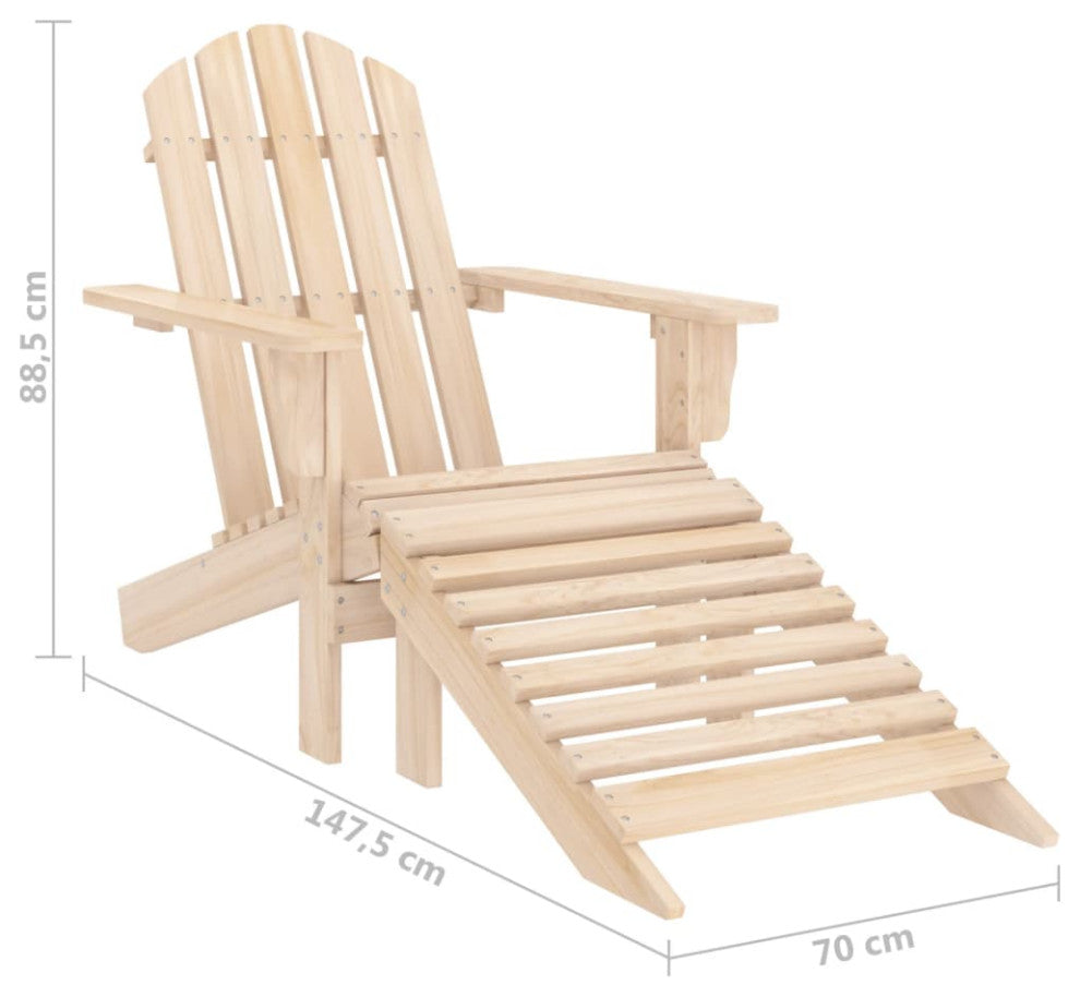 vidaXL Adirondack Chair Patio Adirondack Chair with Ottoman Solid Wood Fir
