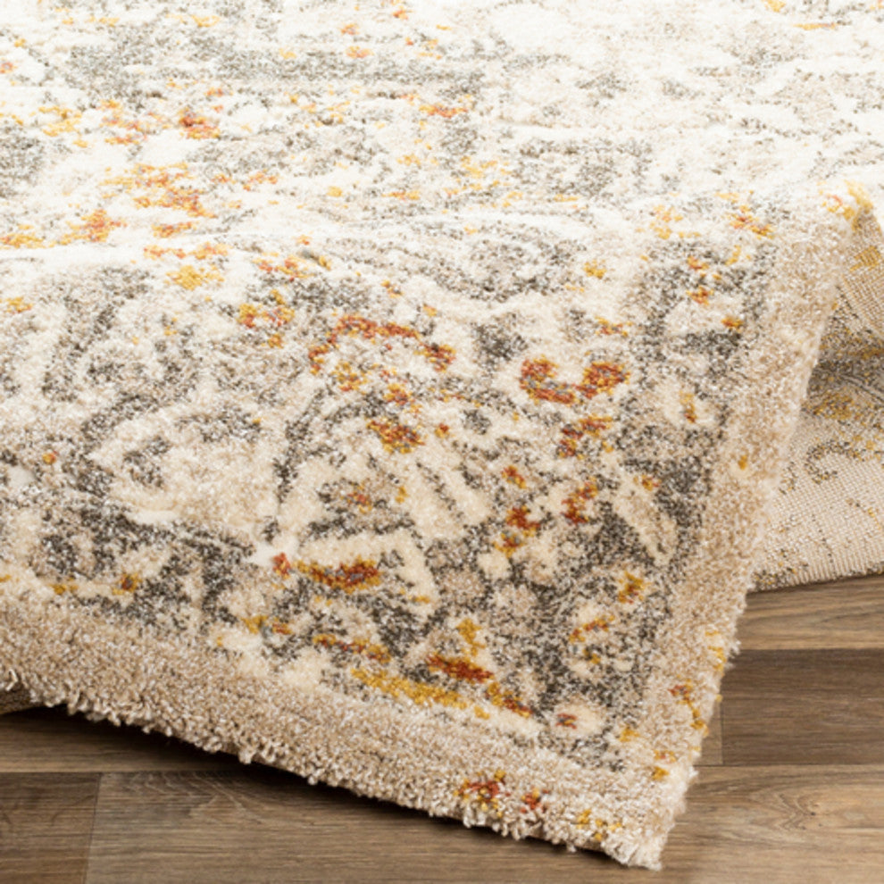 Surya Tuscany TUS-2307 5'3"x7'3" Rug, Champagne/Cream/Burnt Orange/Brown/Denim