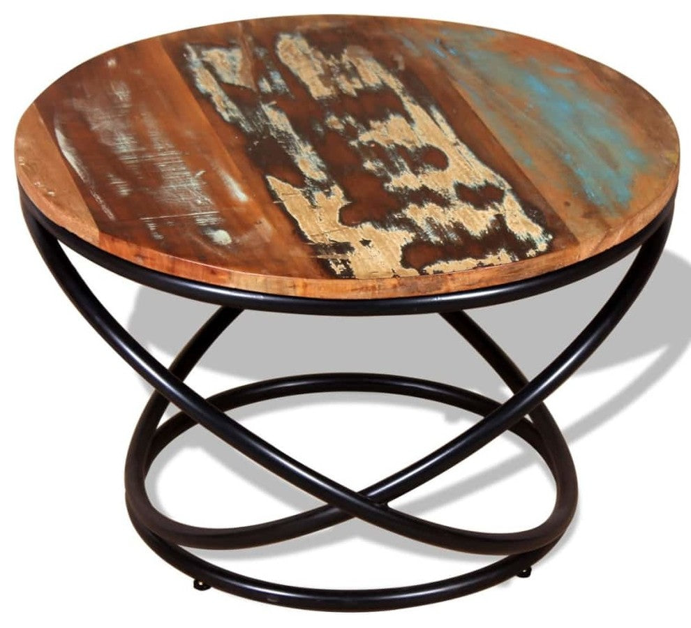 vidaXL Coffee Table Round End Table Accent Sofa Table Solid Wood Reclaimed
